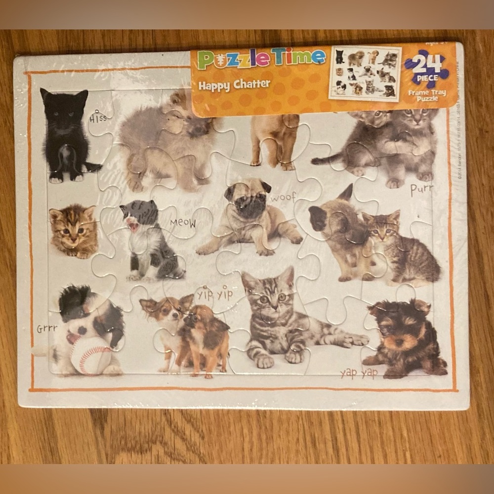Happy Chatter -Dog & Cat  Frame Tray Puzzle 24 Pieces NIP